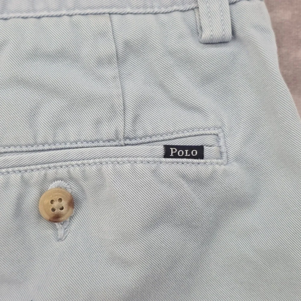 Polo Ralph Lauren Mens 32W Shorts Classic Fit 9 Inch Light Blue Cotton Twill